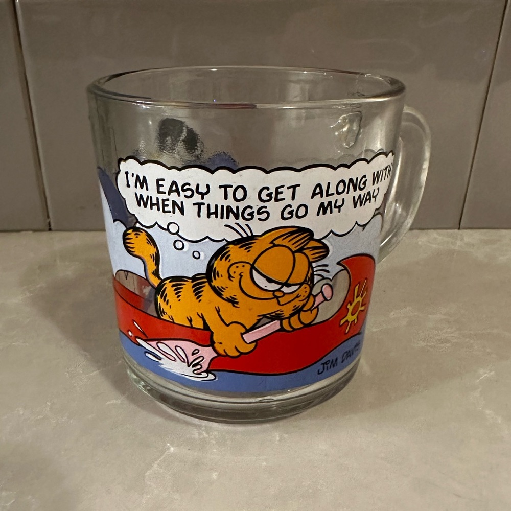 Vintage 1978 McDonalds Garfield & Odie Glass Coffee  Cup, Mug by Jim Davis